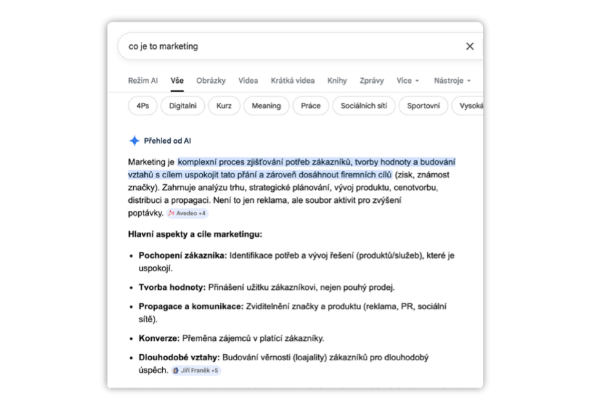 AI Overviews v Google vyhledávači
